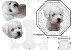 Westie Puppy Plate Shaped Card & Stand
