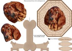 Irish Red Setter Plate Shaped Card & Stand