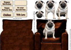 Pug in an Armchair Shaped Card