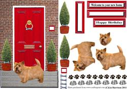 Cairn Terrier with a Red Door