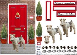 Fox Terrier,wire Haired,with a Red Door