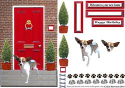 Chihuahua Smooth Coated with a Red Door