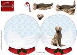 Golden Retriever in a Christmas Snow Globe