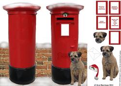 Border Terrier with a Christmas Post Box