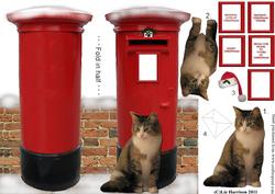 Tabby Cat Christmas Post Box