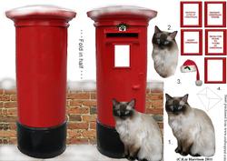 Fluffy Cat Christmas Post Box