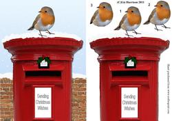 Christmas Robin on a Post Box 3D Decoupage