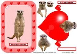 Meerkat Pop Out Heart Card