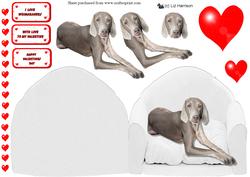 Weimaraner & Hearts Arm Chair Card
