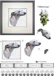 Whippet Portrait 3D Decoupage