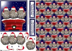 3 Little Owls on a Postbox 3D Decoupage with Background