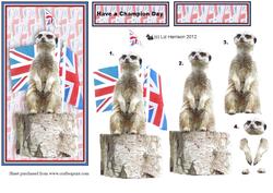 Meerkat Union Jack 3D Decoupage