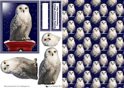 Snowy Owl Post Box with Background Sheet 3D Decoupage