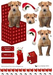 Terrier in a Christmas Box 3D Decoupage