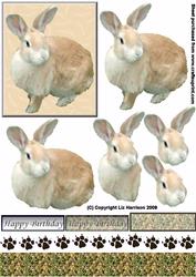 Cute Beige Bunny 3D Decoupage