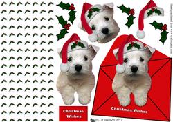 Westie Puppy Christmas Envelope 3D Decoupage