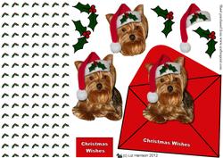 Yorkshire Terrier Christmas 3D Decoupage