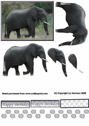 African Elephant 3D Decoupage