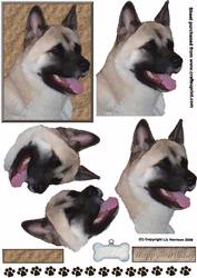 Akita Portrait 3D Decoupage