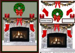 Christmas Fireplace Scene 3D Decoupage