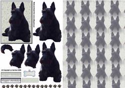 Scottie Dog Sat 3D Decoupage with Background