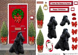Black Cocker Spaniel Christmas Door 3D Decoupage