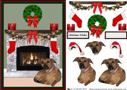 Whippetxhound Christmas Fireplace 3D Decoupage