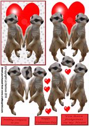 Meerkats Holding Paws 3D Decoupage