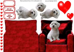 Westie x Bichon Valentine Hearts Chair 3D Decoupage