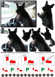 Scottie Dog in Car 3D Decoupage