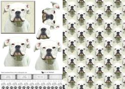 White Boxer Dog Portrait 3D Decoupage with Background