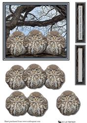 3 Little Owls in a Tree 3D Decoupage