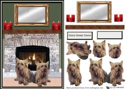 Australian Terriers Fireplace Scene 3D Decoupage