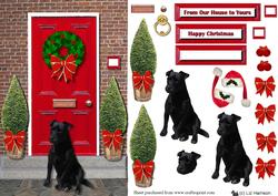 Patterdale Terrier Christmas Door Step Scene