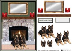 German Shepherd Puppies Fire Place Scene