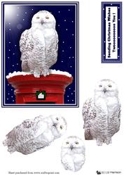 Snowy Owl Christmas Post Box Scene