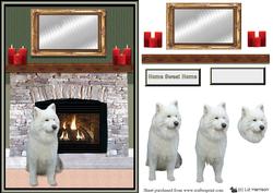 Samoyed Fire Place Scene