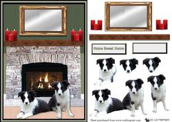 Border Collie Puppies Fire Place Scene
