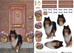 Collie Door Step Scene 3D Decoupage