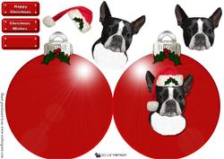 Boston Terrier,black, Christmas Bauble 3D Decoupage