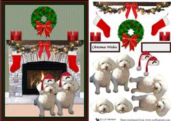 Bichon Frise Christmasfire Place Scene