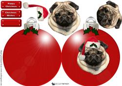 Pug Dog Christmas Bauble Decoupage