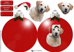 Golden Labrador Christmas Bauble Decoupage