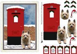 Cairn Terrier Christmas Post Box Scene Decoupage