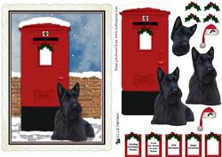 Scottish Terrier Christmas Post Box Scene Decoupage