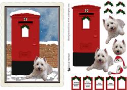 Westie Christmas Post Box Scene Decoupage