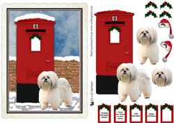 Lhasa Apso Christmas Post Box Scene Decoupage