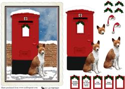Basenji Christmas Post Box Scene