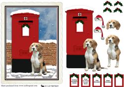 Beagle Christmas Post Box Scene