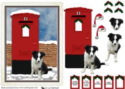 Border Collie Christmas Post Box Scene